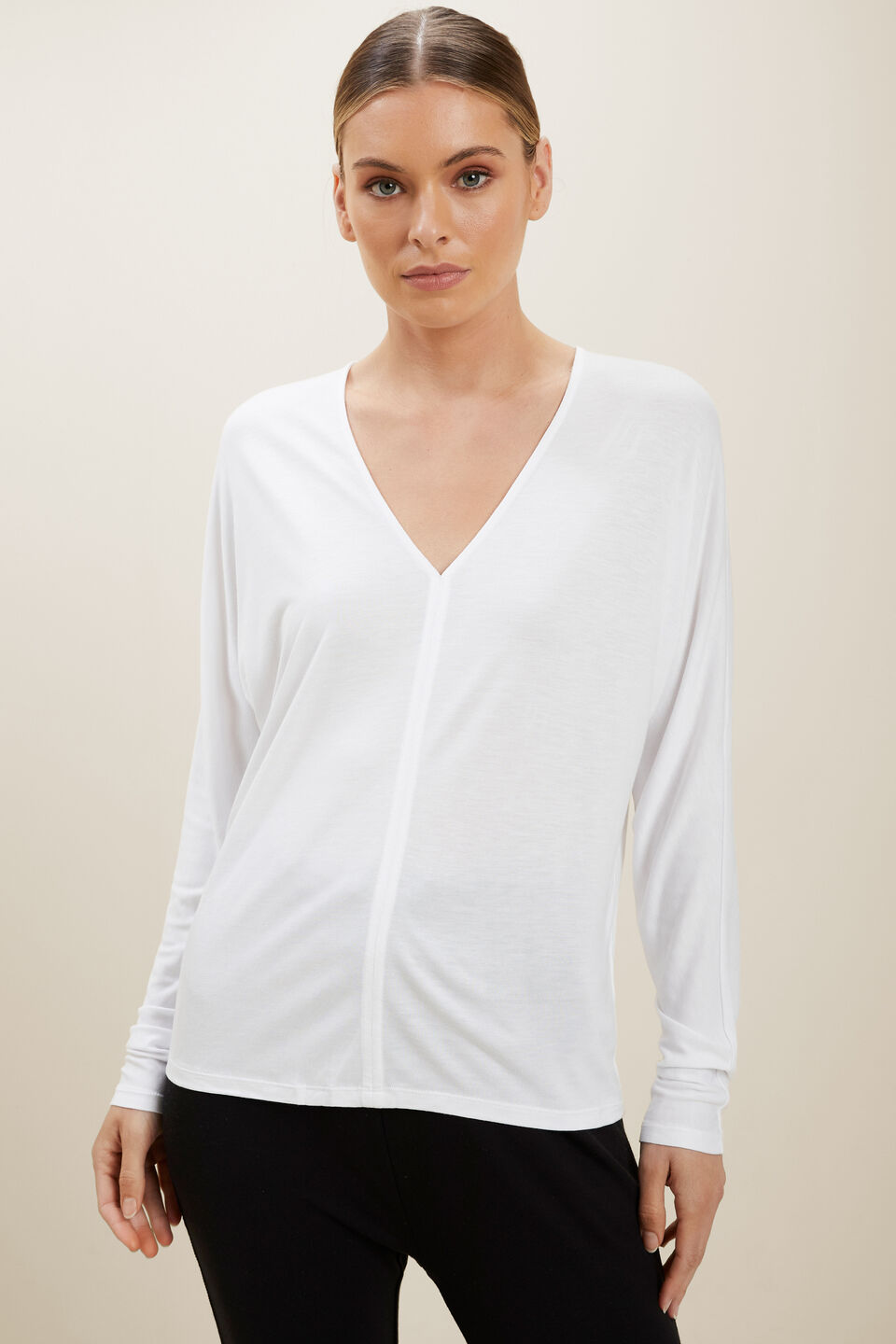 Modal V Neck Top  Whisper White