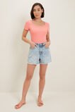Square Neck Rib Tee  Coral Rose  hi-res