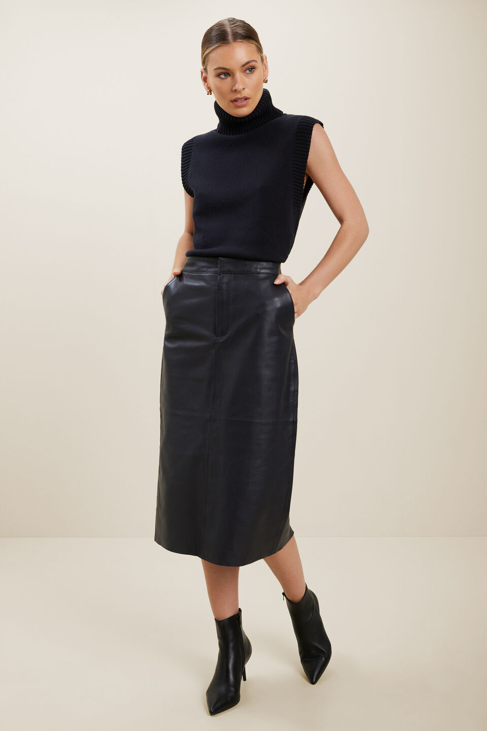 Roll Neck Vest  Deep Navy