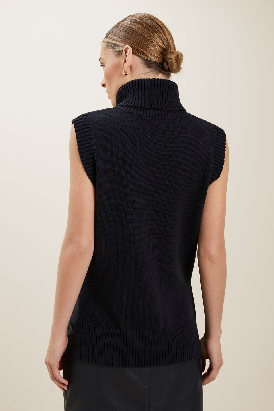 Roll Neck Vest  Deep Navy