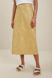 Vegan Leather Panel Midi Skirt  Fawn  hi-res