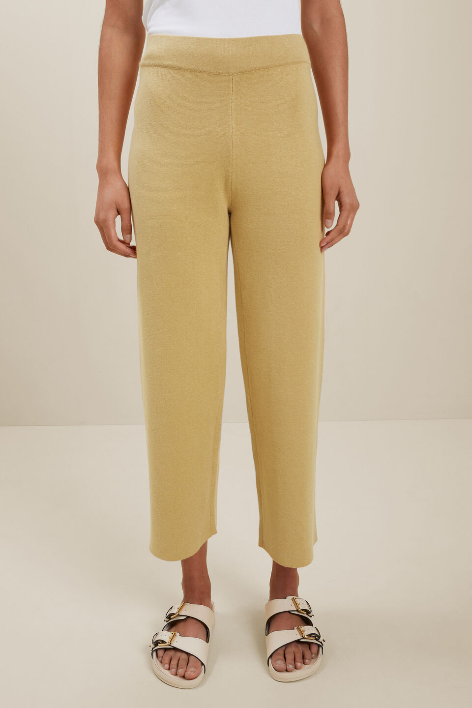 Knit Wide Leg Pant  Fawn