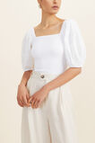 Shirred Poplin Sleeve Top  Whisper White  hi-res