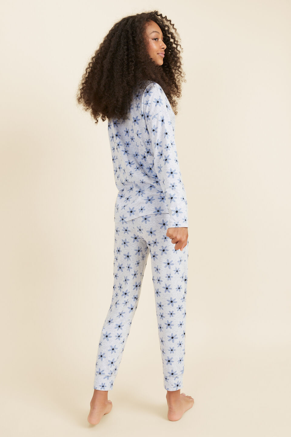 Flower Ls PJ  Powder Blue