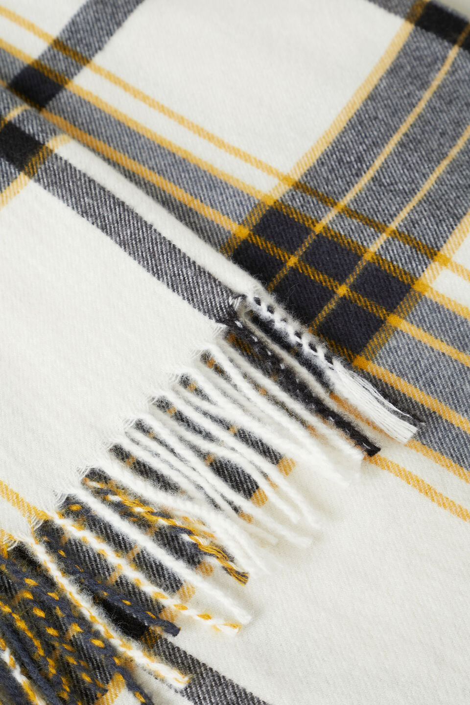 Wool Blend Large Plaid Scarf  Cloud Cream Multi