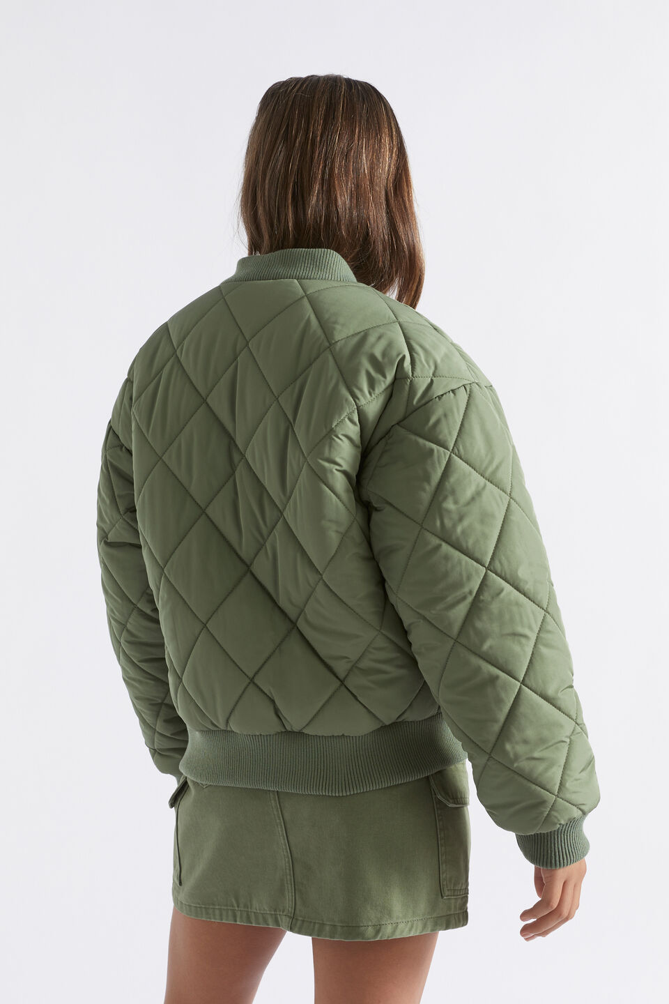 Quilted Oversized Bomber  Khaki