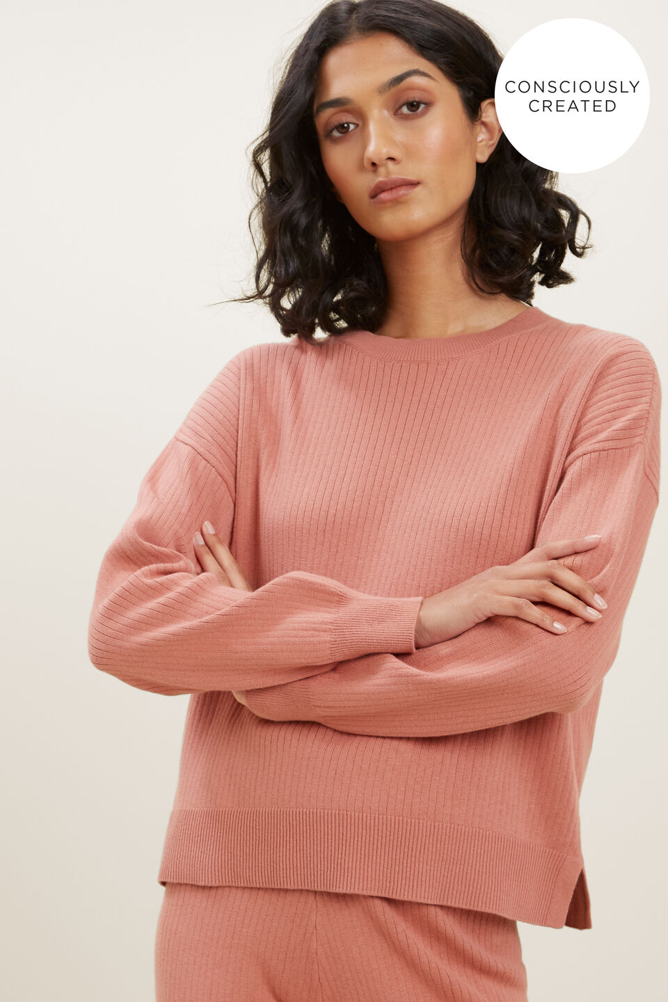 Sustainable Simple Sweater  Old Rose