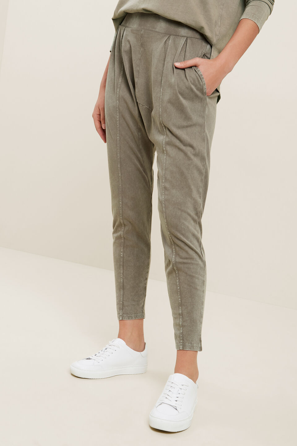 Vintage Wash Harem Pants  Olive Vintage Wash