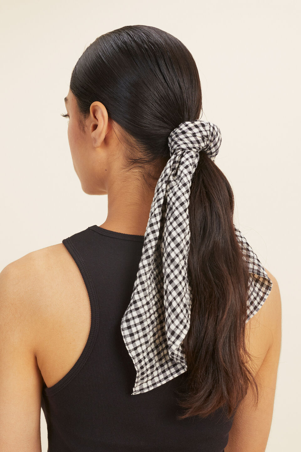 Seersucker Square Headscarf  Mocha Brown