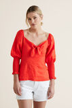 Bow Front Linen Blouse  Bold Poppy  hi-res