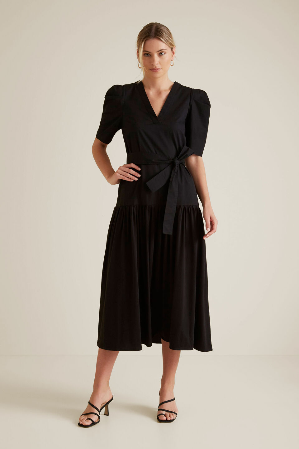 Puff Sleeve Midi Dress  