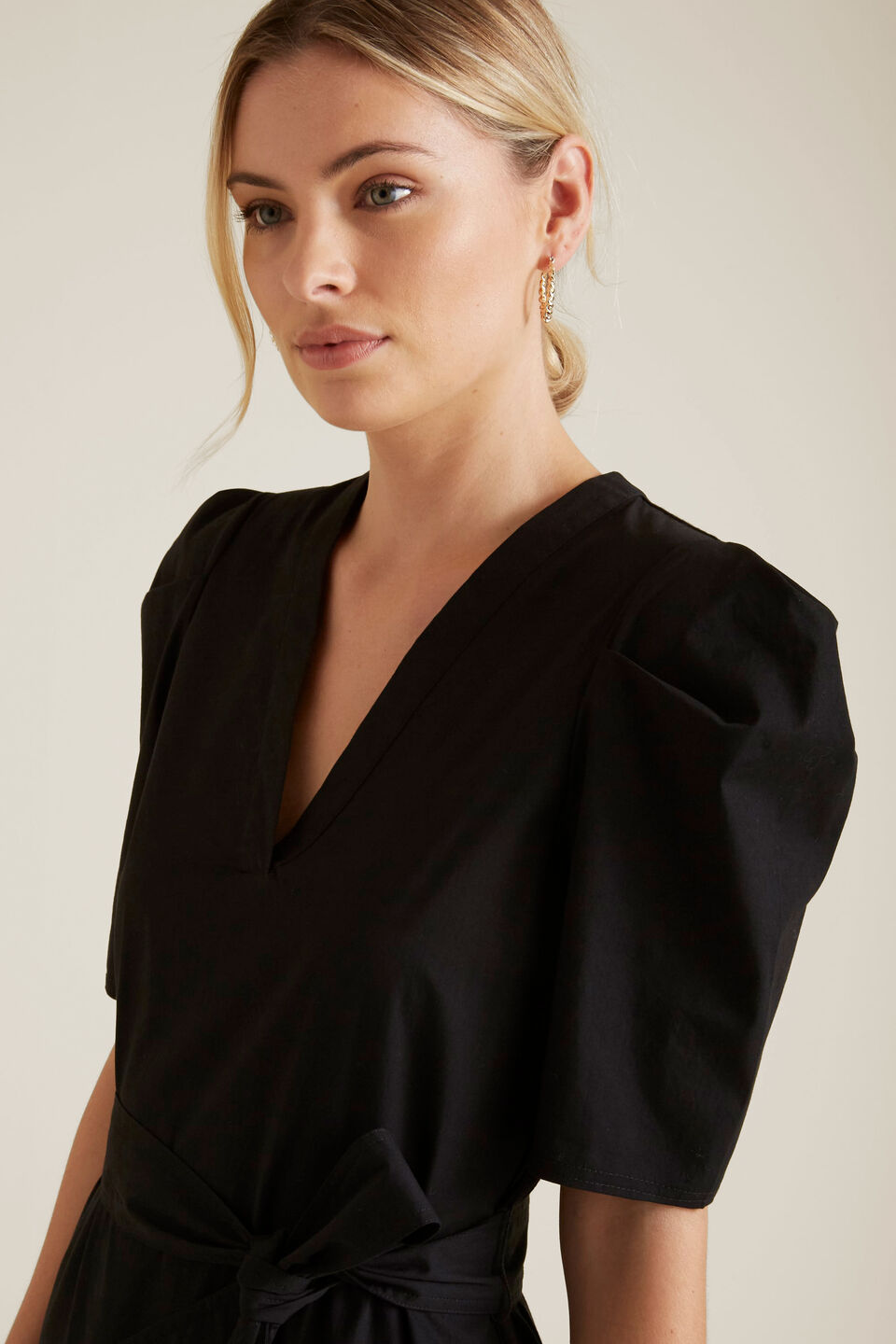 Puff Sleeve Midi Dress  