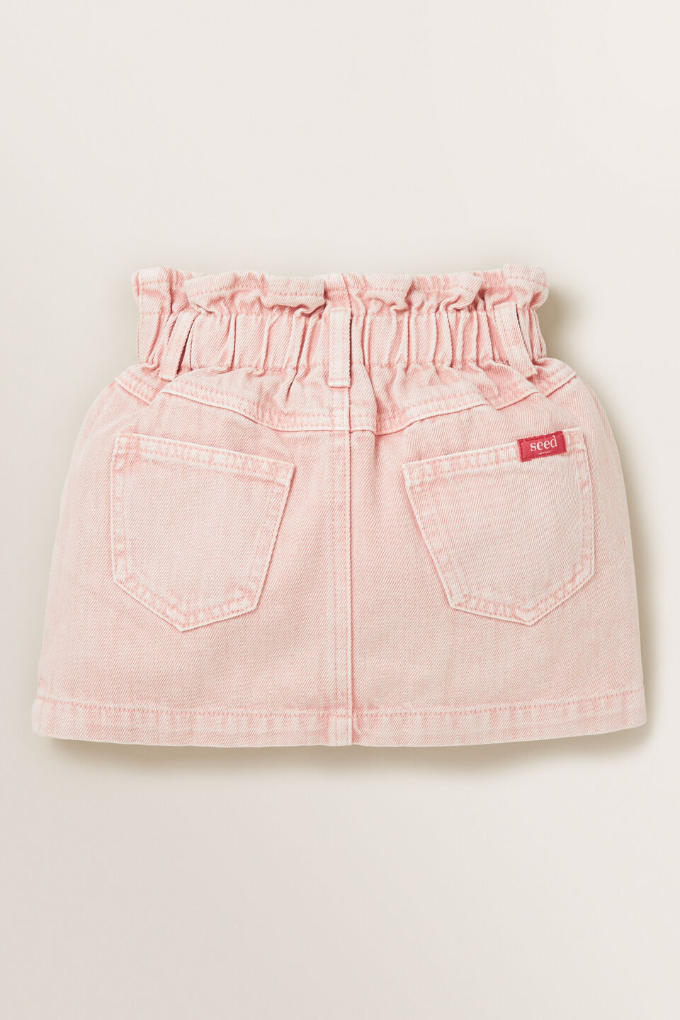 Paperbag Denim Skirt  Blush