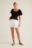 Shirred Short Sleeve Top  Black  hi-res