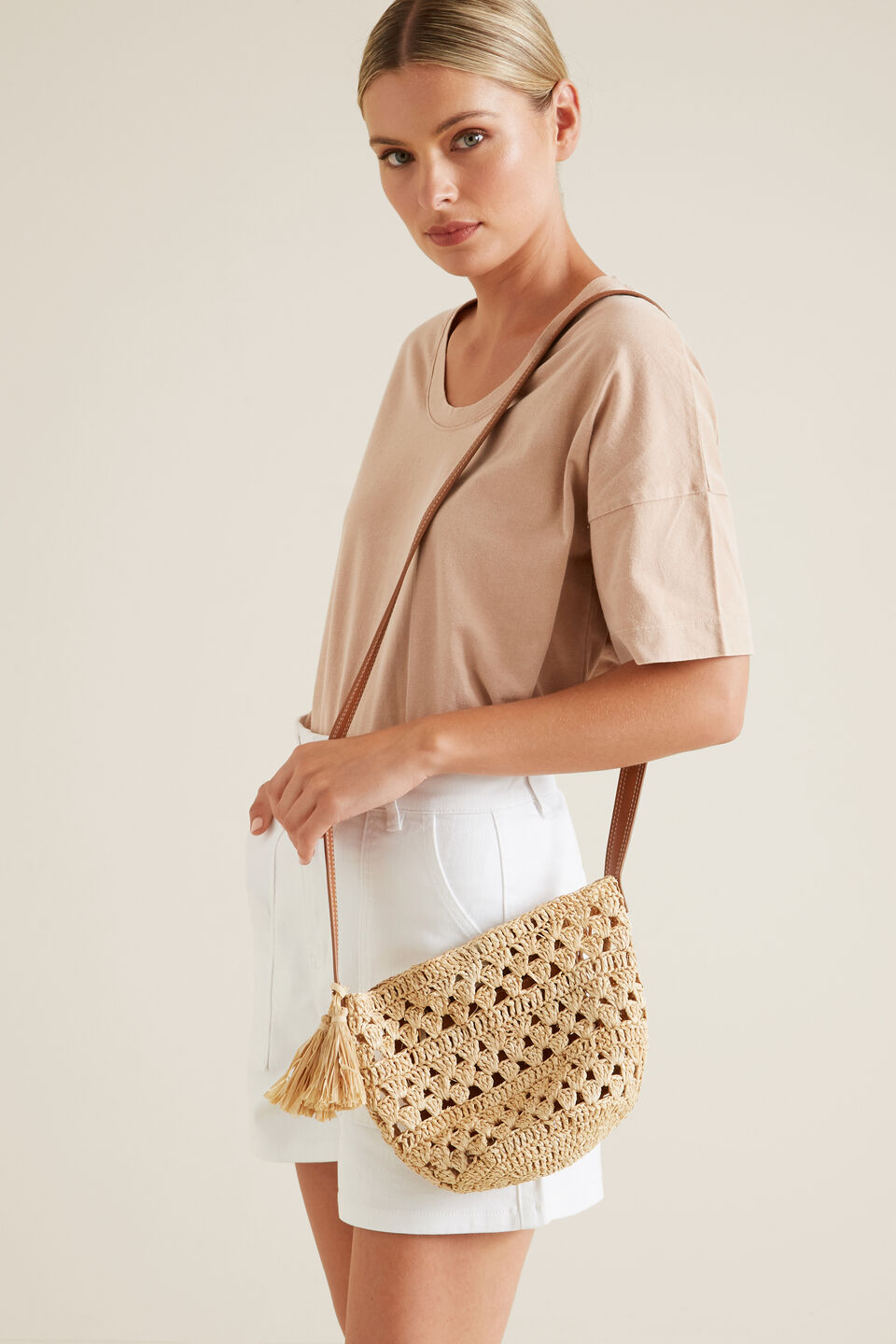 Crotchet Raffia Crossbody  