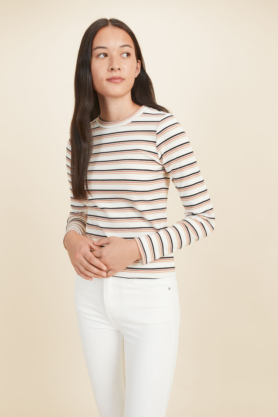 Stripe Rib Tee  Terracotta