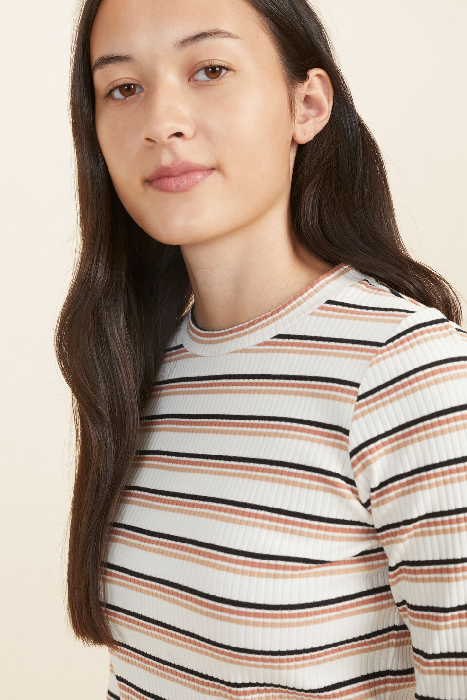 Stripe Rib Tee  Terracotta