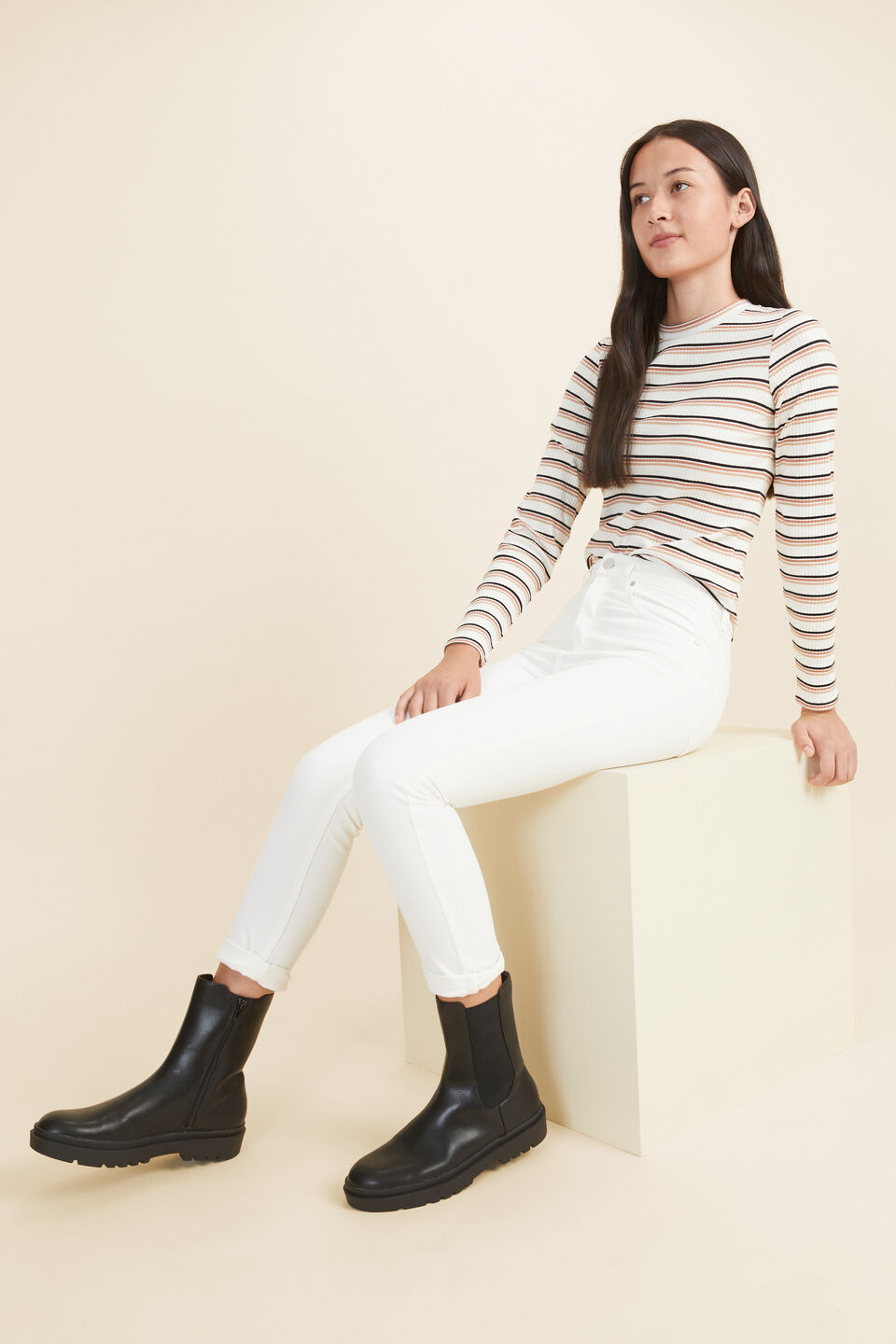 Stripe Rib Tee  Terracotta