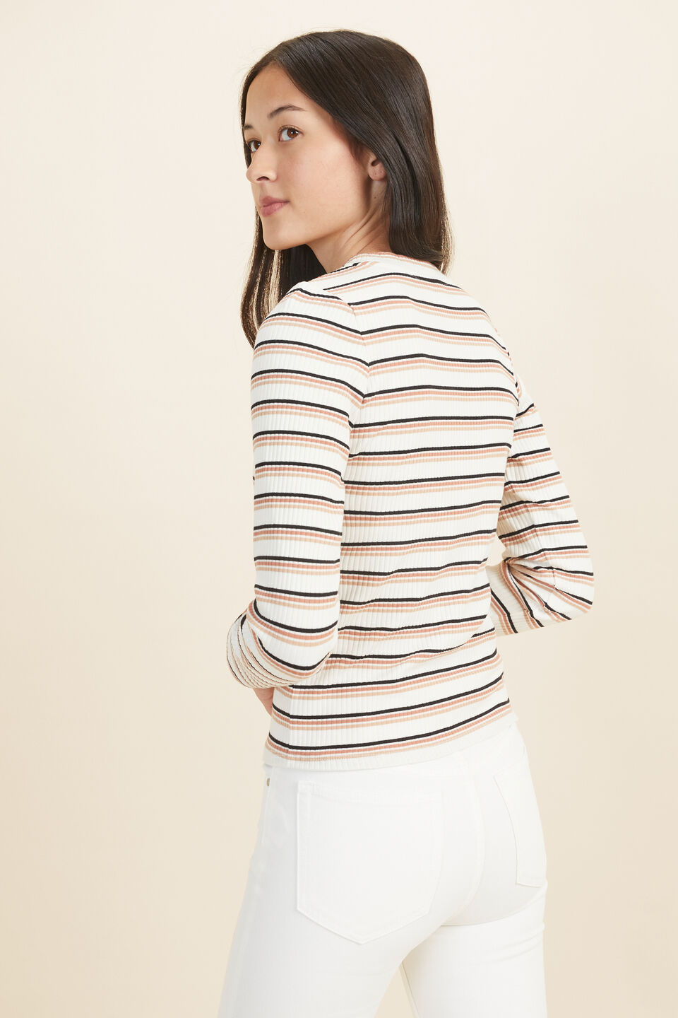 Stripe Rib Tee  Terracotta