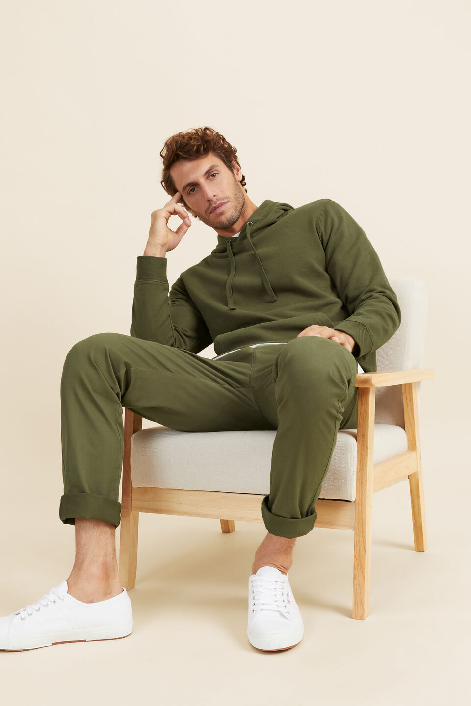 Mens Cotton Hoodie  Army Green