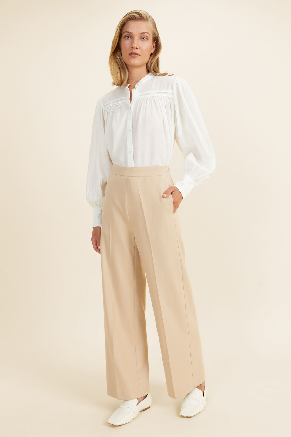 Voile Billow Sleeve Blouse  Cloud Cream