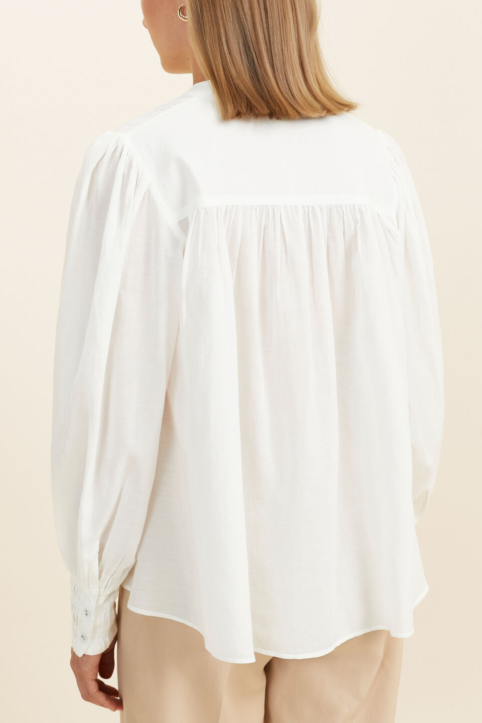 Voile Billow Sleeve Blouse  Cloud Cream