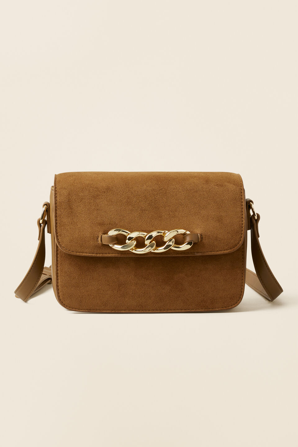 Chain Detail Cross Body Bag  Cognac