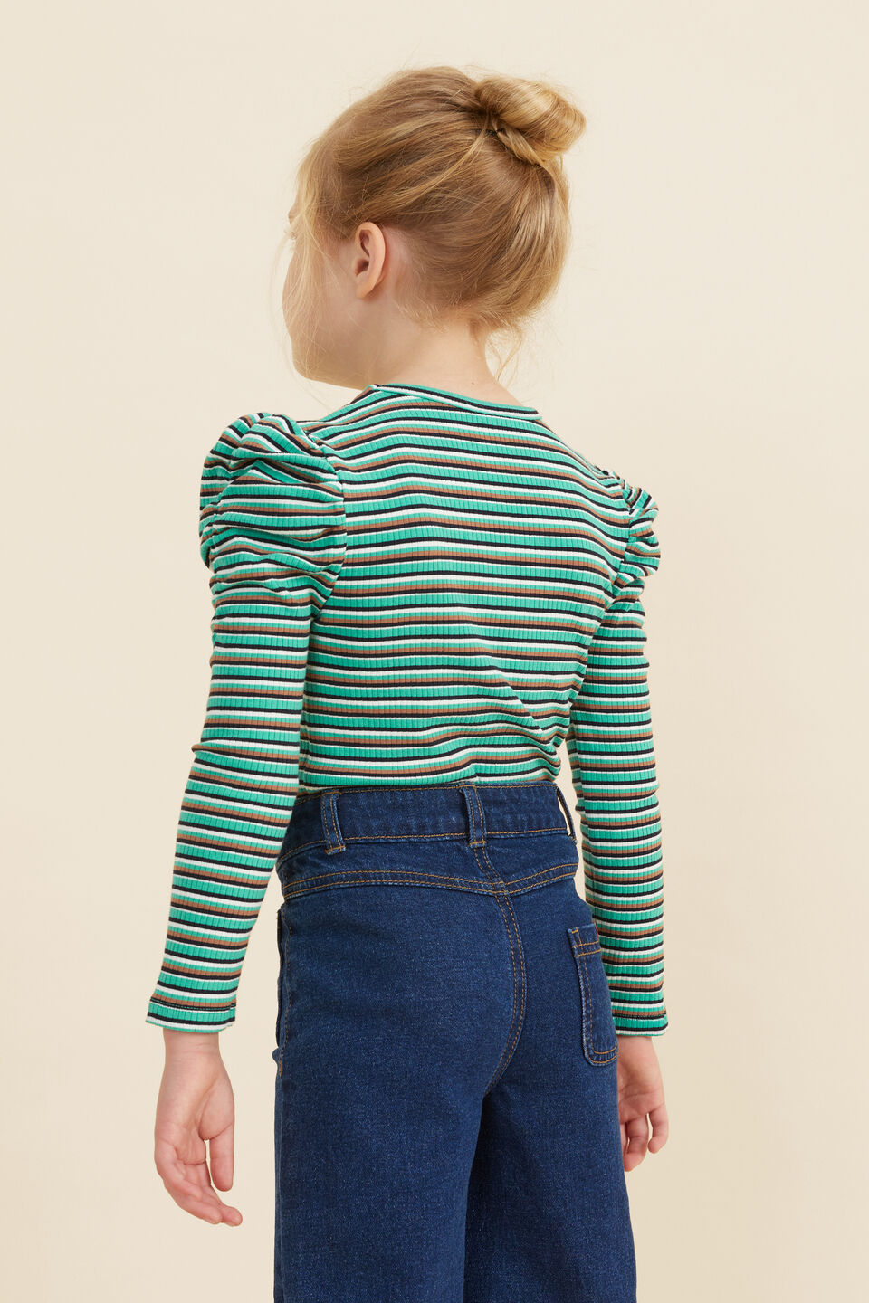 Rib Puff Sleeve Tee  Basil