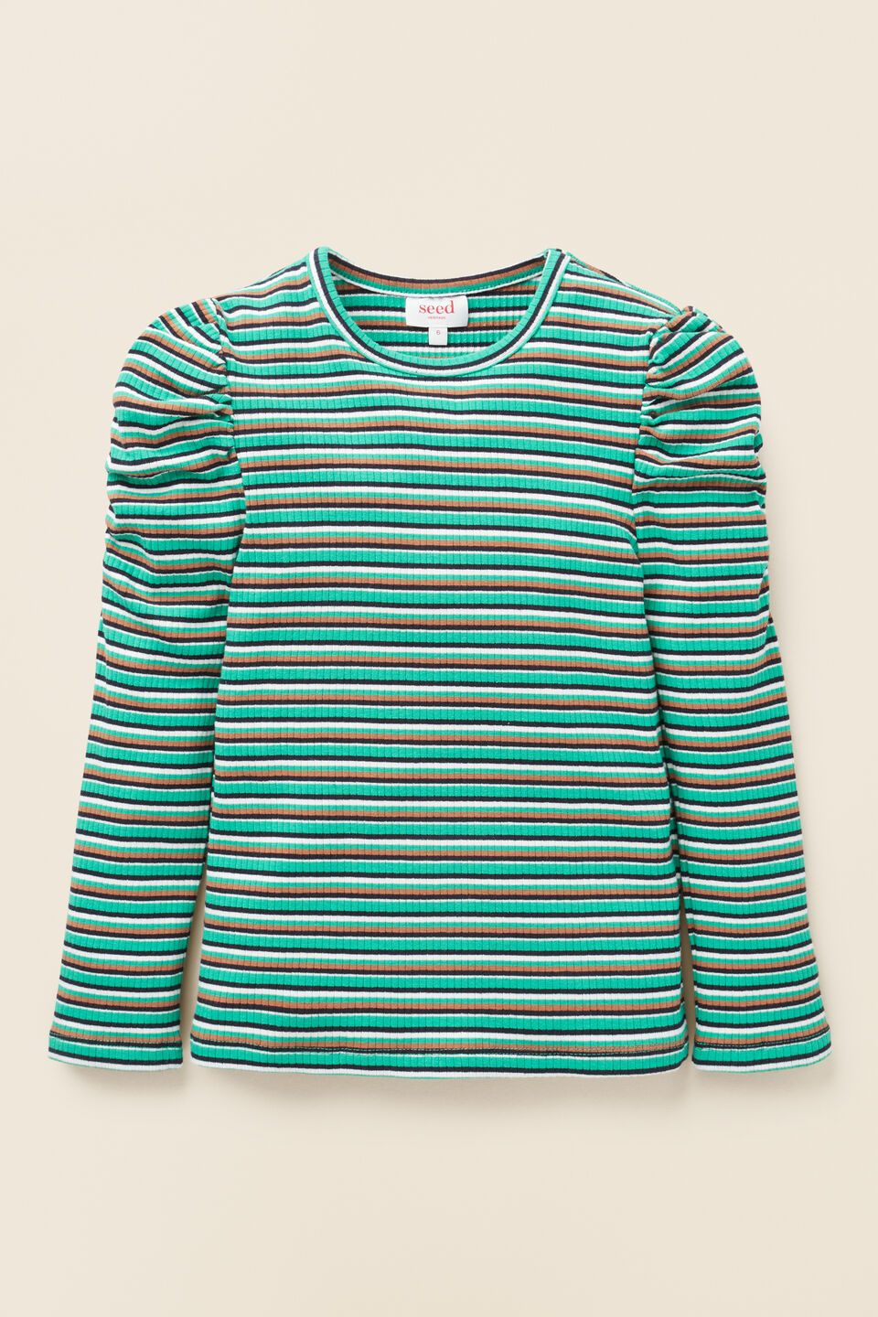 Rib Puff Sleeve Tee  Basil
