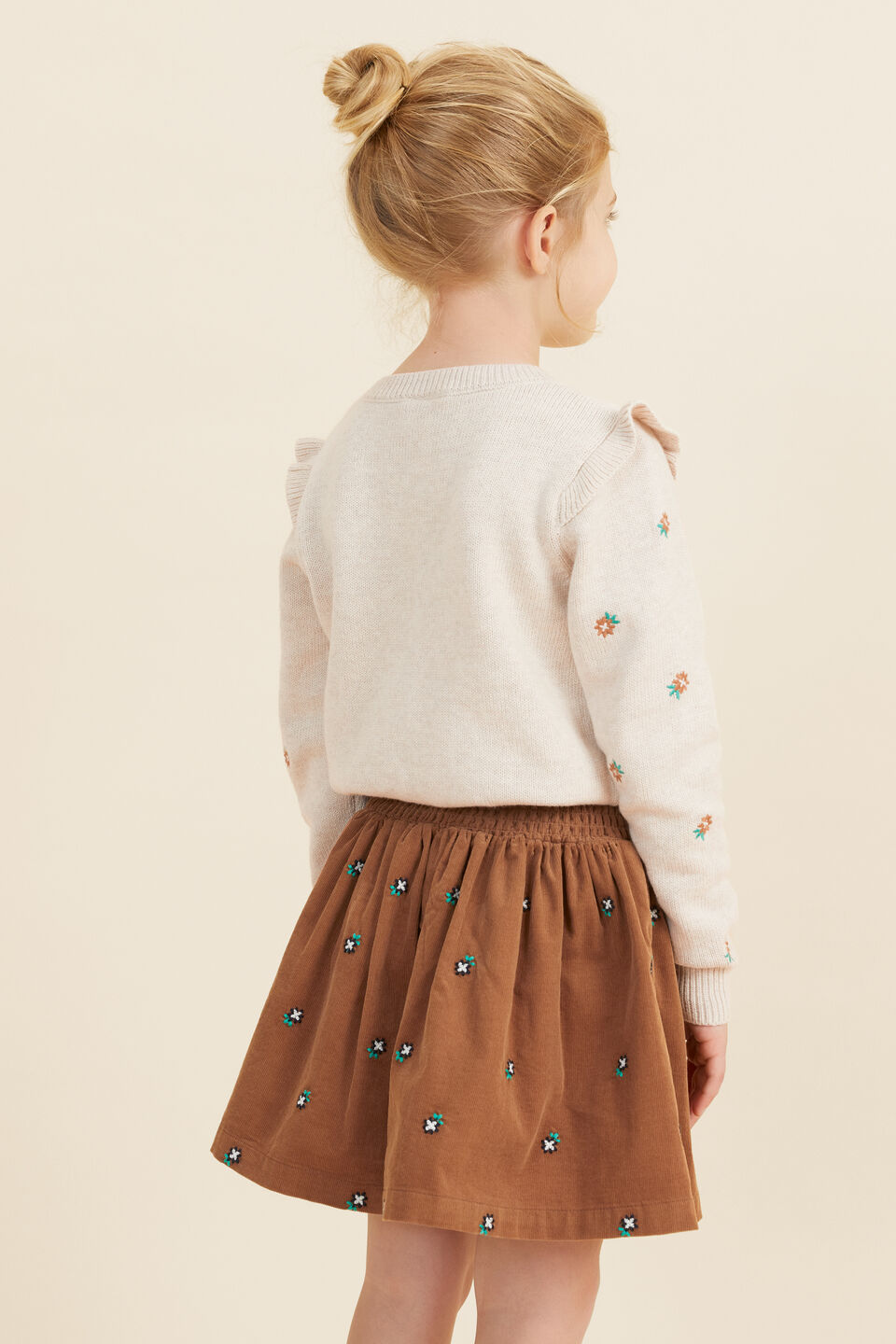 Embroidered Knit  Oat Marle