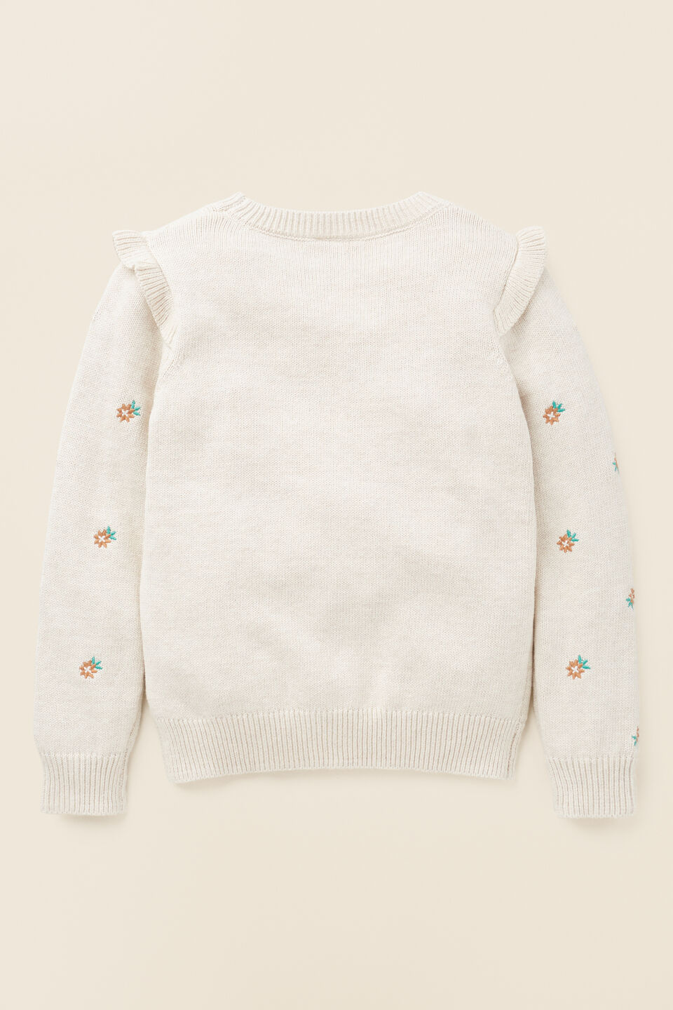 Embroidered Knit  Oat Marle