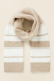 Contrast Stripe Knit Scarf  Champagne Beige Multi  hi-res