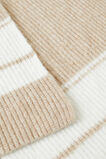 Contrast Stripe Knit Scarf  Champagne Beige Multi  hi-res