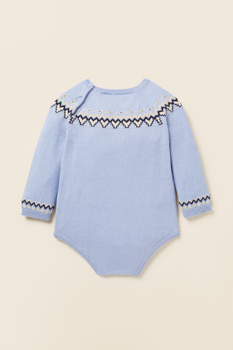 Fairisle Knit Romper  Powder Blue