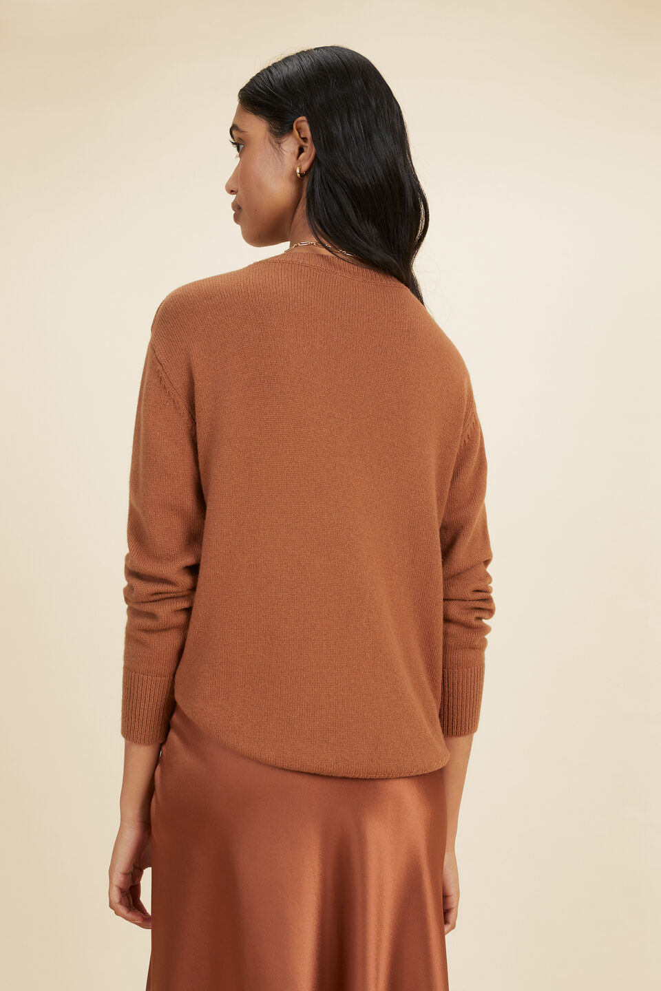 V Neck Sweater  Mahogany