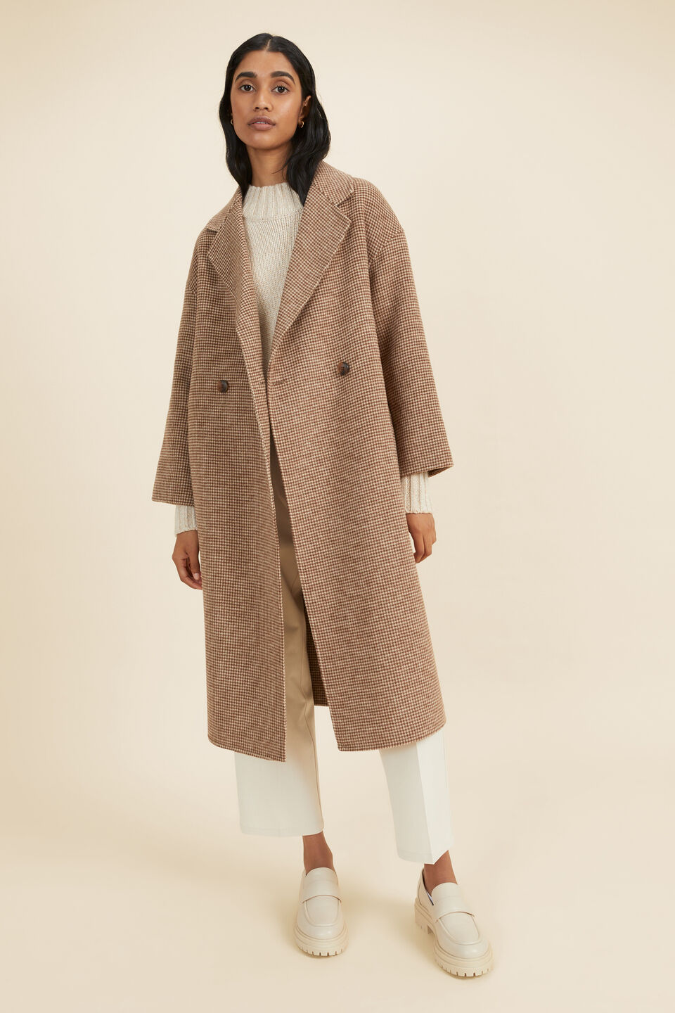 Button Side Sweater  Pebble Cream Twist
