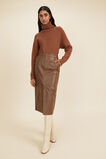 Leather Pencil Midi Skirt  Coconut Brown  hi-res