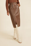 Leather Pencil Midi Skirt  Coconut Brown  hi-res