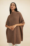 Wool Blend Poncho  Biscuit Marle  hi-res