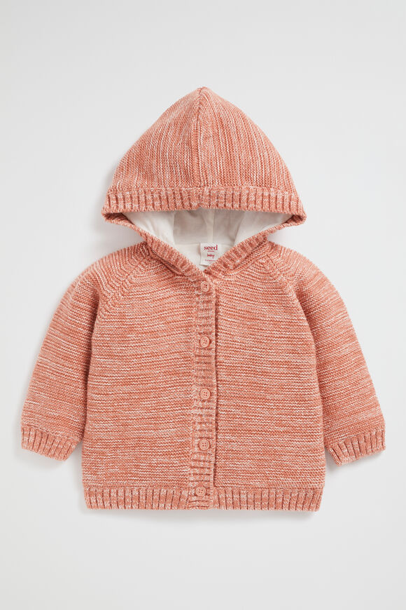 Knit Hooded Cardigan  Terracotta  hi-res