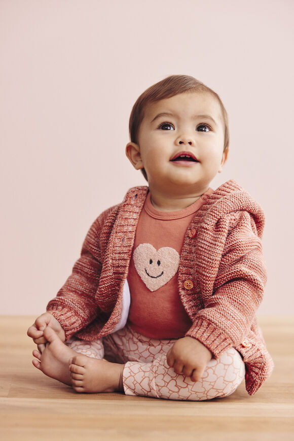 Knit Hooded Cardigan  Terracotta  hi-res