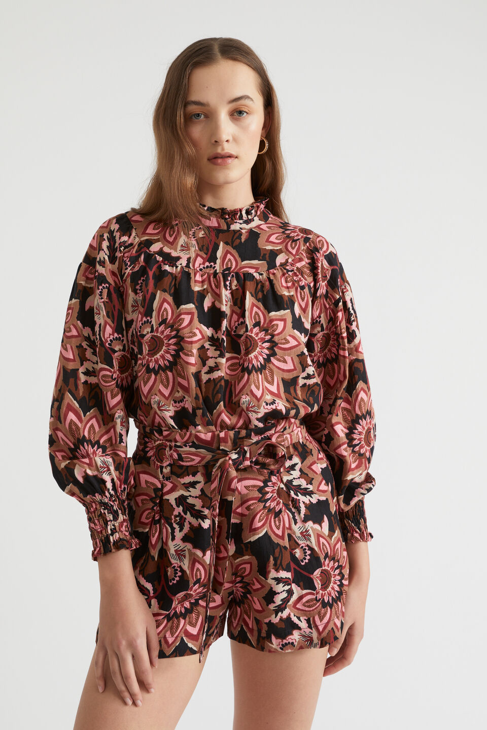 Floral High Neck Blouse  Vintage Floral