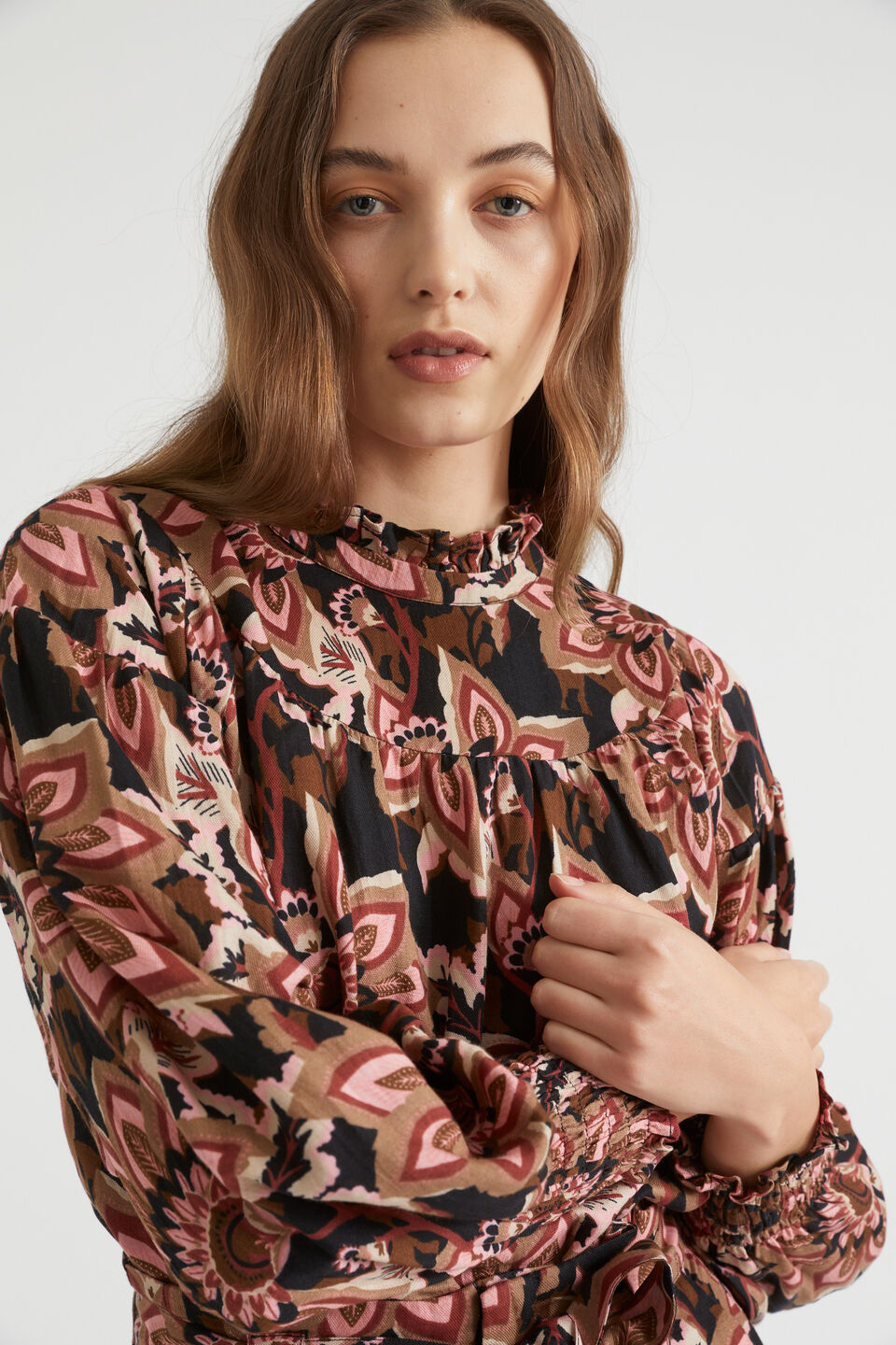 Floral High Neck Blouse  Vintage Floral