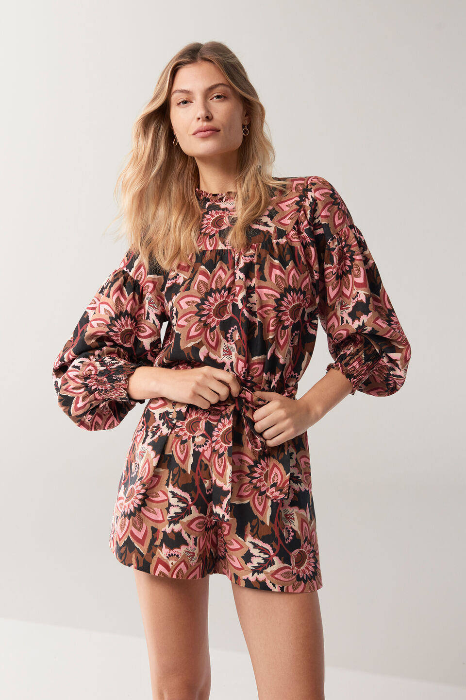 Floral High Neck Blouse  Vintage Floral