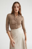 Collared Rib Top  Chocolate Malt  hi-res
