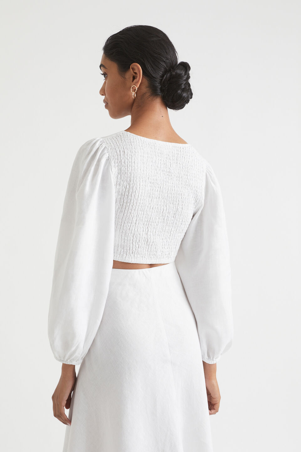 Linen Twist Front Top  Whisper White