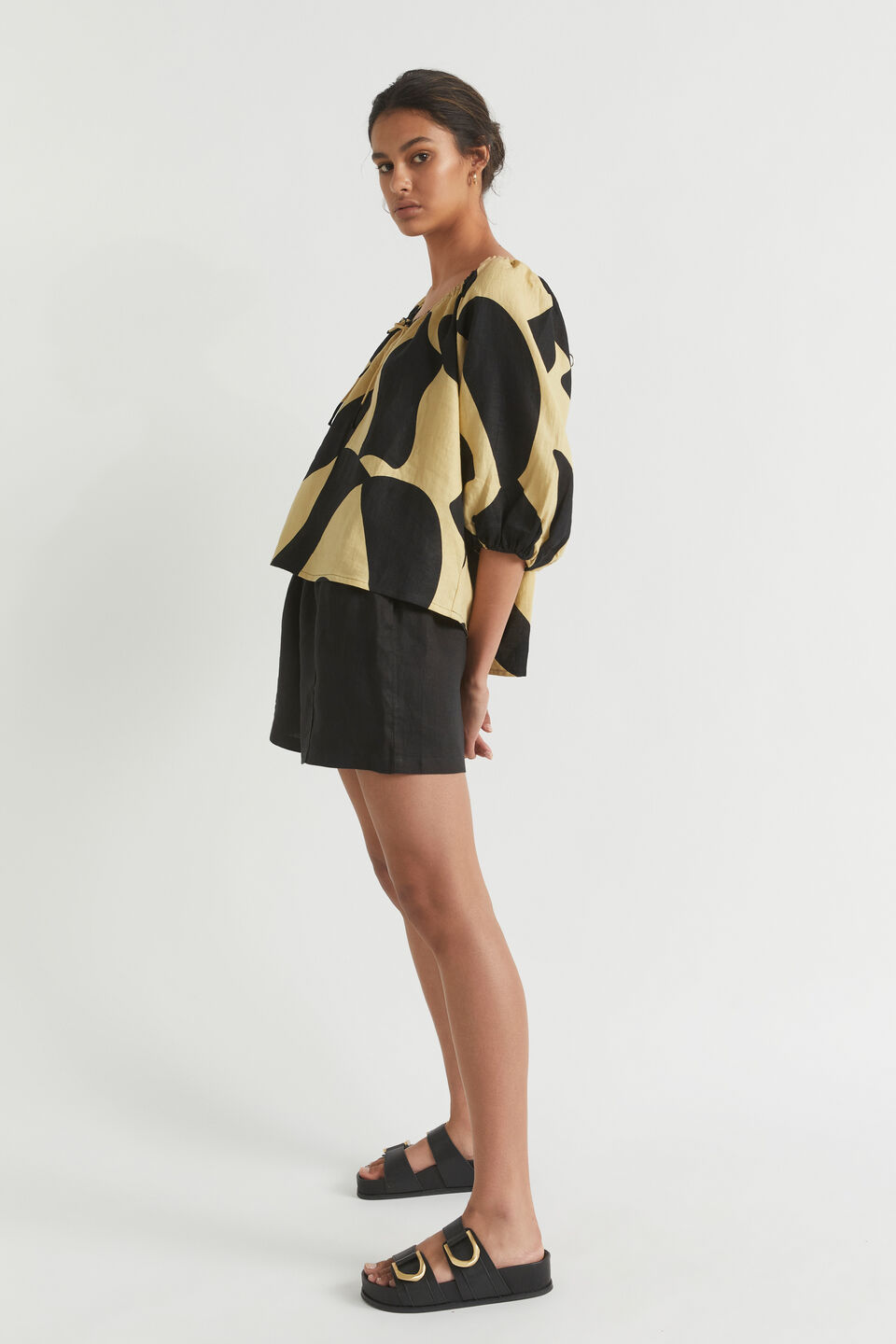 Abstract Drawstring Top  Abstract Print