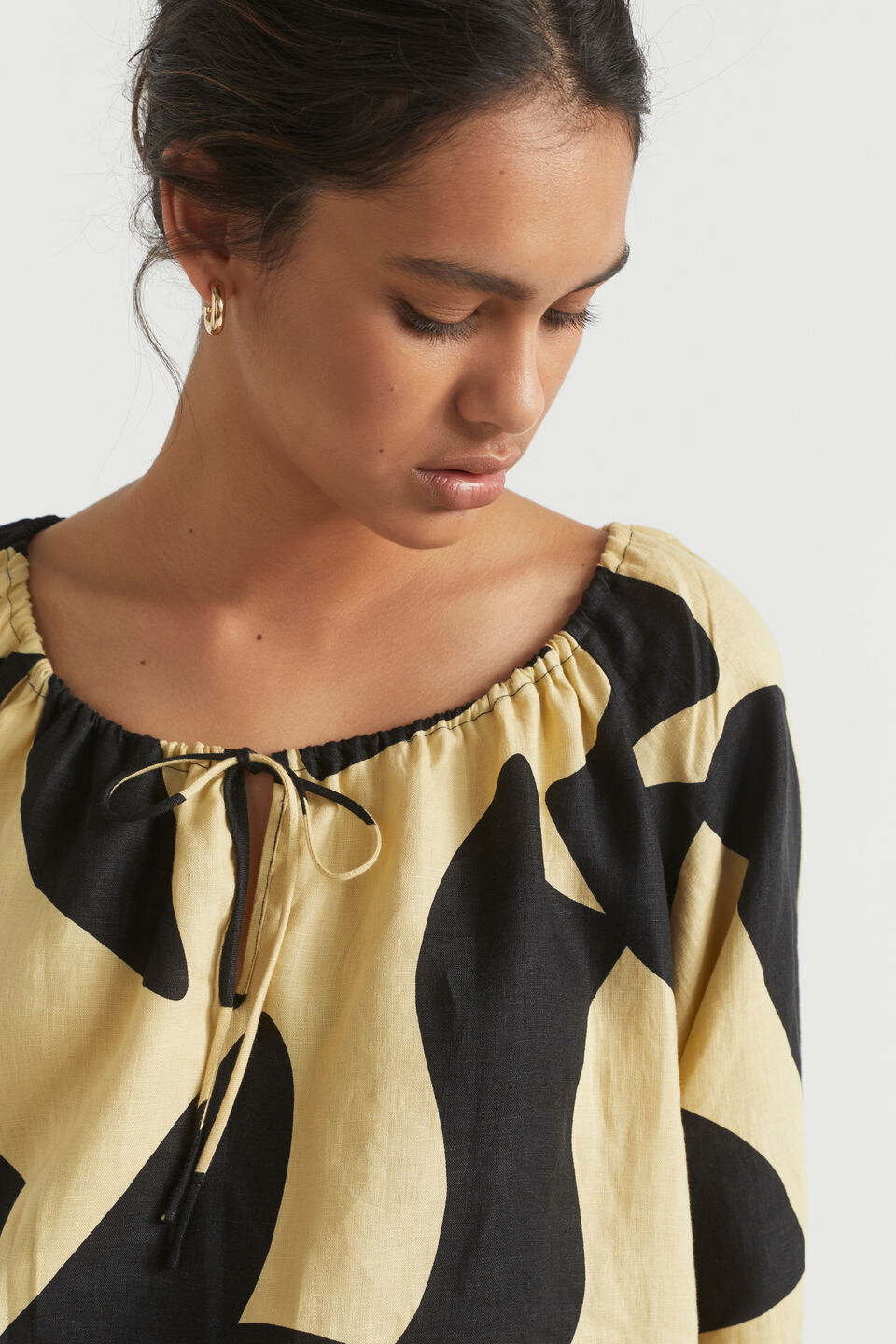 Abstract Drawstring Top  Abstract Print