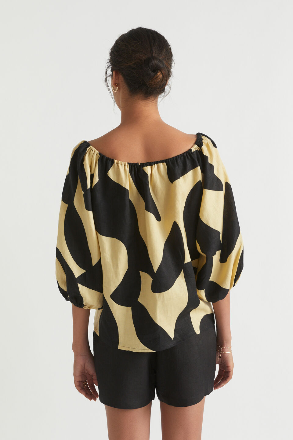 Abstract Drawstring Top  Abstract Print