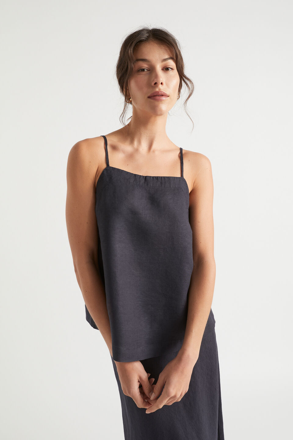 Core Linen Camisole  Deep Navy